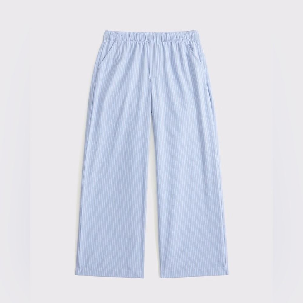 Abercrombie Kids Girls 7/8 Baggy Poplin Pants Blue Stripe Wide Leg NWT Sold Out
